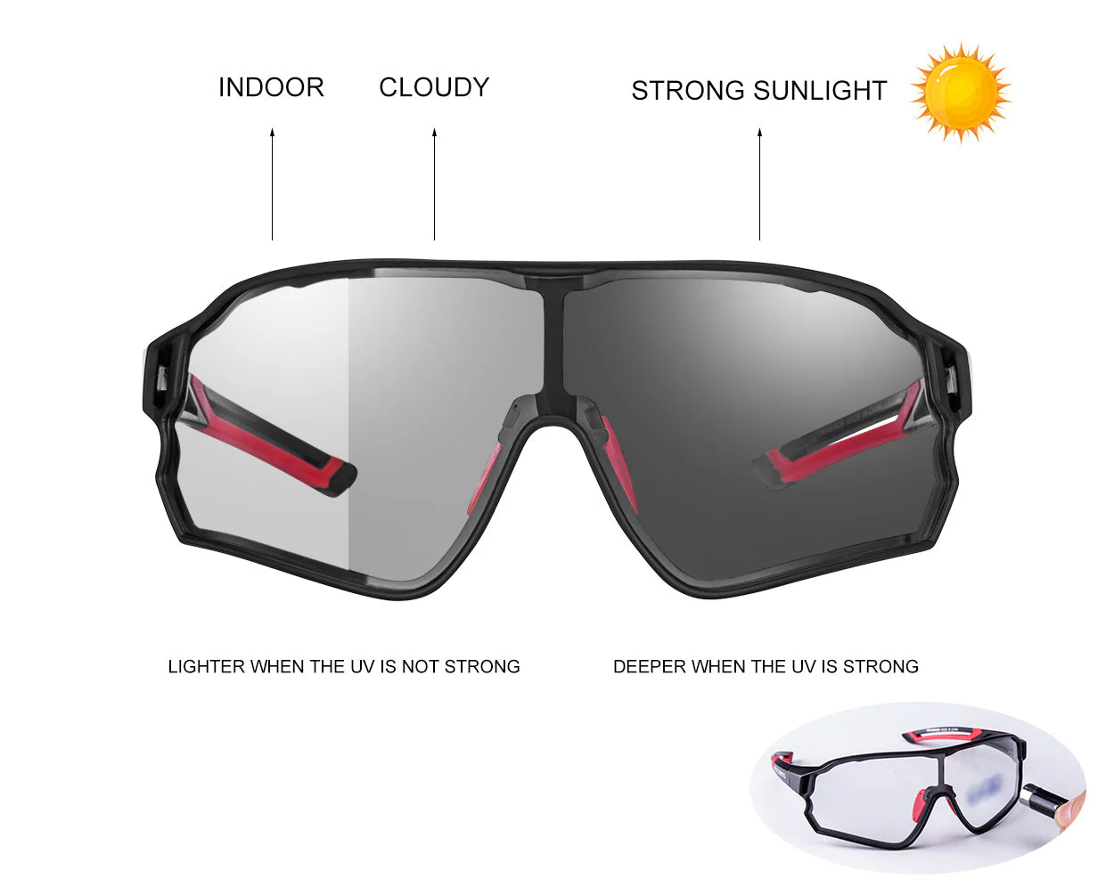 ROCKBROS Full Frame Photochromic Sunglasses - Image 6