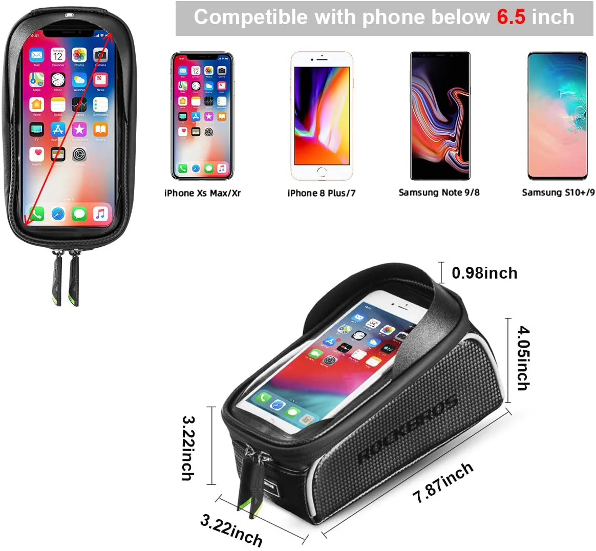 ROCKBROS Top Tube Bike Bag With Phone Case Holder - Image 3