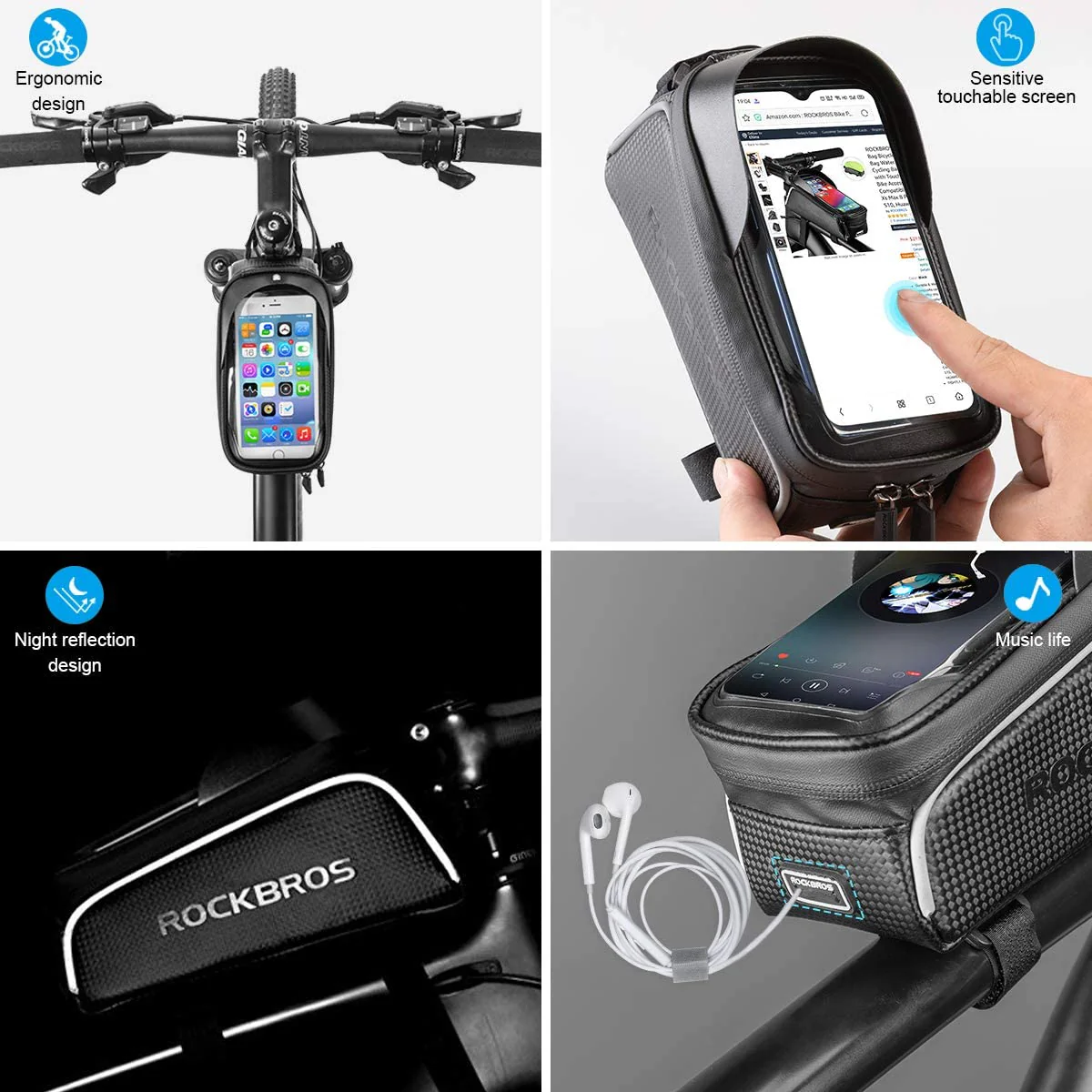 ROCKBROS Top Tube Bike Bag With Phone Case Holder - Image 4